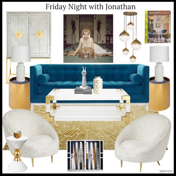 jonathan-adler-living-room-with-teal-sofa-creme-chairs