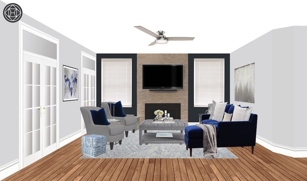 transitional-livingroom-with-blue-sofa-and-chairs