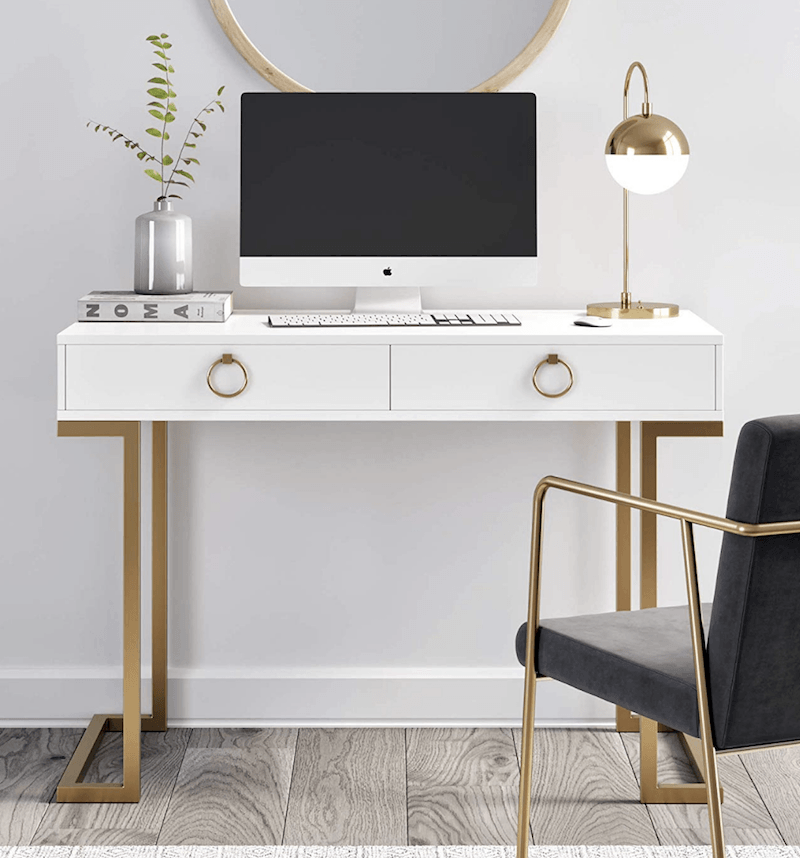 Cute white best sale and gold desk